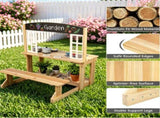 Natural Wooden Kids Mud Kitchen Playset with Bench & Removable Sink, Complete Cookware Accessories 66519414