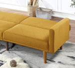 ZUN Modern Electric Look 1pc Convertible Sofa Couch Mustard Color Linen Like Fabric Cushion Wooden Legs HS00F8505-ID-AHD