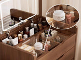 (48cm)(Walnut) 3 in 1 Vanity Desk with Plip Top Mirror,Small Make Up Vanity Set with Visible Glass W2641P305275