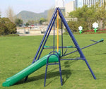 ZUN Metal Swing Set w/ Slide 36034963