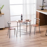 ZUN Brown Wood Grain PVC Breakfast Table 35204938