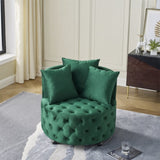 Velvet Upholstered Swivel Chair for Living Room, with Button Tufted Design and Movable Wheels, W48790919