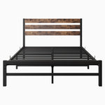 ZUN Full Size Platform Bed Frame with Rustic Vintage Wood Headboard, Strong Metal Slats Support Mattress 72215033