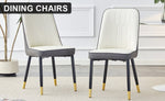 ZUN A modern dining chair with a white dark gray dual tone PU leather backrest and black metal legs, W1151P147207