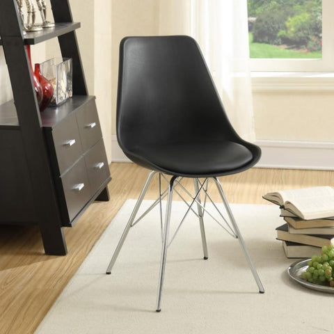 ZUN Black and Chrome Padded Dining Chair B062P153714