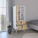 ZUN Huna Tall Dresser, Unit with Door, 2 Drawers, and Open Shelves B200P173201