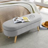 Ottoman Oval Storage Bench, Rubber Wood Legs, Grey W48764884