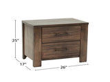 Wood Nightstand with 2 Drawers in Brown SR014881
