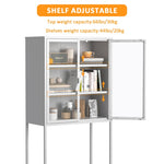 ZUN 59"H Heavy Duty Metal Storage Cabinet, Display Storage Cabinet with Glass Doors and 2 Adjustable W2735P186331