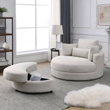 Welike Swivel Accent Barrel Modern Sofa Lounge Club Big Round Chair with Storage Ottoman W83469808