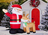 Christmas Inflatable Santa & Reindeer, 4 LED Lights, Waving Santa Design, Weatherproof 66771824