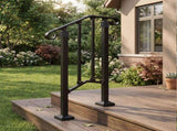 Matte black 1-step ABS plastic handrail for courtyard stairs 04823739