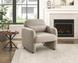 Contemporary Accent Chair Taupe Boucle Fabric Upholstery Plywood Frame Pillow Cozy Living Room B011P308555