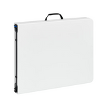 White 6 Foot Fold-in-Half Plastic Table, Indoor Outdoor, Scratch Resistant, Stain & UV Damage, 60713936