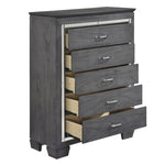 ZUN Modern Bedroom Gray Finish 1pc Chest of 5x Dovetail Drawers Beveled Mirror Trim Wooden Furniture B011P178527