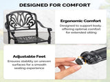Patio Chairs Set of 2 - Stackable Outdoor Cast Aluminum Dining Chairs with Vintage Black Finish and 95547480