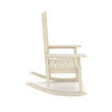 Beige Traditional Porch Rocker Classic HDPE Poly Lumber for Porch, Patio, and Garden Comfort B195P198775