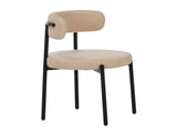Medieval modern dining chair set, 4 pieces, round seat cushions, black metal legs, curved back 45820409