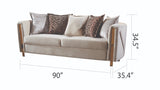 Chanelle Thick Velvet Fabric Upholstered Sofa Made With Wood in Beige B009P153970