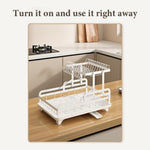 ZUN 2-Tier Dish Drying Rack, Kitchen Dish Rack, Space-Saving and Durable, with Drainer Board and 83895441