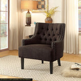 Modern Traditional Accent Chair Button Tufted Chocolate-hued Textured Fabric Upholstery Solid Wood B011P182652
