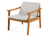 Outdoor Dining Chairs Set of 2, Teak Color Acacia Wood Frame, Brown PE Wicker, Grey Waterproof N779P280043G
