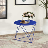 Blue Geometric Metal Base Accent Table B062P186427
