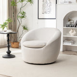 Winnie Modern Teddy Fabric Barrel Chair, 360&deg Swivel, Beige T2574P281443