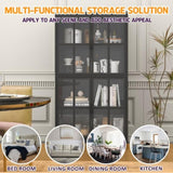 Premium Black Metal Storage Cabinet with Tempered Glass Doors, Adjustable Shelves, Anti-Tipping T2398P263577