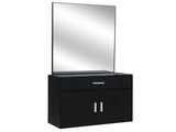 Black Salon Cabinet with Mirror, 1 Drawer & 1 Door, Made of 15mm E0 Matt Particle Board 63058594