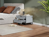 22" Grey white Nightstand with 2 Drawer , Small Dressers for Closet, Wood Storage Cabinet for W2948P245251