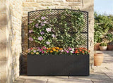 58" Black PE Rattan Raised Garden Bed with Trellis Adjustable Foot Pads Outdoor Planter Box 53155263