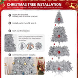 8 FT Artificial Christmas Tree, Unlit Hinged Christmas Pine Tree with 1350 Branch Tips and Sturdy 66258165