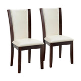Style Comfort Contemporary 2pcs Side Chairs Dark Cherry And White Leatherette Cushion Seat Kitchen B011115669