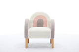 Chair Sofa, Toddler Fabric with Solid Wooden Frame,Rainbow Design 71798341