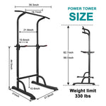 ZUN Power Tower Workout Dip Station Pull Up Bar, Height Adjustable Multi-Function Dip Stand for Home Gym 10332677