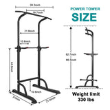 ZUN Power Tower Workout Dip Station Pull Up Bar, Height Adjustable Multi-Function Dip Stand for Home Gym 10332677