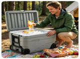 103QT Hard Ice Cooler, Retention Portable Cooler with Wheels, 330LBS Support Seat, Leak-Proof Ice 04871073