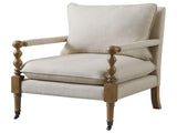 Beige Wooden Accent Chair with Turned Legs B062P145436