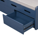 ZUN TREXM Rustic Storage Bench with 2 Drawers, Hidden Storage Space, and 3 False Drawers at the Top, WF323695AAM