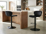 2-Pack Adjustable Height Bar Stools with 360&deg Swivel, Dutch Velvet Upholstered Bar Chai - Black 95222483