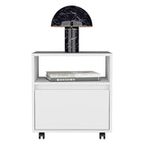 Nightstand 20"H, with One Open Shelf, 1 Drawer and Casters, White B097133213