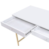 Ottey White High Gloss & Gold Finish Vanity Desk B2726P315732