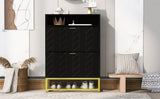 ZUN U-Can Shoe Cabinet with 2 Flip Drawers, and 2 Shelves, Modern Free Standing Shoe Rack for Heels, WF531404AAB