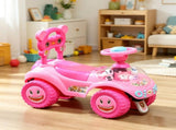 Kids Pink Foot-to-Floor Push Car Horn, Light & Music, Anti-Tip Backwards Device, Underseat Storage 77139462