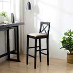 ZUN Bar Chair Counter Height Stool with Backrest, Padded Seat & Footrest, Wood Kitchen Island Chair, W2582P170703