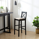 ZUN Bar Chair Counter Height Stool with Backrest, Padded Seat & Footrest, Wood Kitchen Island Chair, W2582P170703