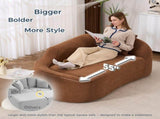 LY-048 Compression Curved Chaise Longue Chair Indoor, Modern Chenille Loveseat Couch with Deep Seat W2231P401723