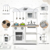 ZUN White Wooden Pretend Play Kitchen Set with Accessories and Sink,Gift for 3-6 Years Old 97827131