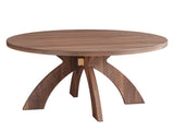 Round Coffee Table, 31.5 Inch Walnut Finish MDF Coffee Table with Curved Cross Legs, Modern 83950008